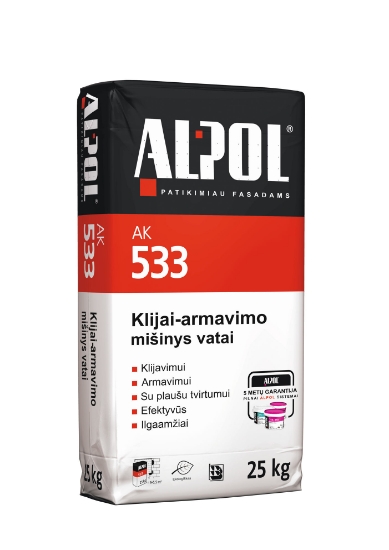 Tinkuojamosios vatos plokščių armavimo-klijavimo mišinys ALPOL AK 533 25 Kg paveikslėlis