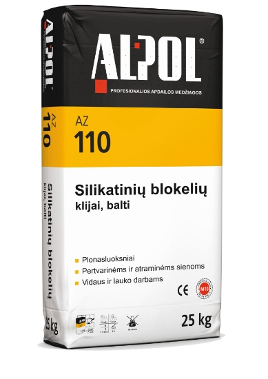 Klijai silikatiniams blokeliams ALPOL AZ 110 25 Kg (BALTI) paveikslėlis