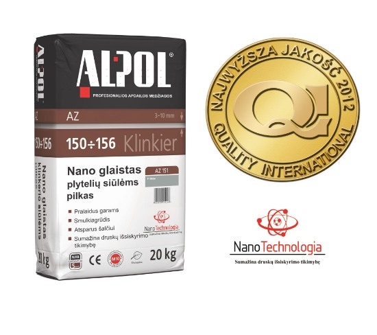 NANO-glaistas klinkerio siūlėms nuo 3 iki 10 mm ALPOL AZ 151 20 Kg (PILKAS-SMULKIAGRŪDIS) paveikslėlis