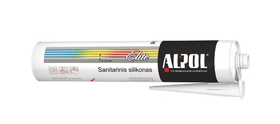 Sanitarinis silikonas plytelių siūlėms ALPOL ELITE 300 ml (BALTAS)  paveikslėlis