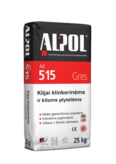 Elastingieji klinkerinių ir kitokių plytelių klijai ALPOL AK 515 25 Kg paveikslėlis