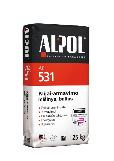 Termoizoliacinių medžiagų armavimo-klijavimo mišinys ALPOL AK 531 (BALTAS) 25 Kg paveikslėlis