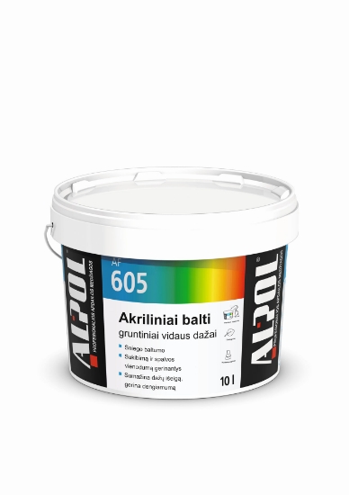 Balti akriliniai-gruntiniai dažai luboms ir sienoms ALPOL AF 605 10L paveikslėlis